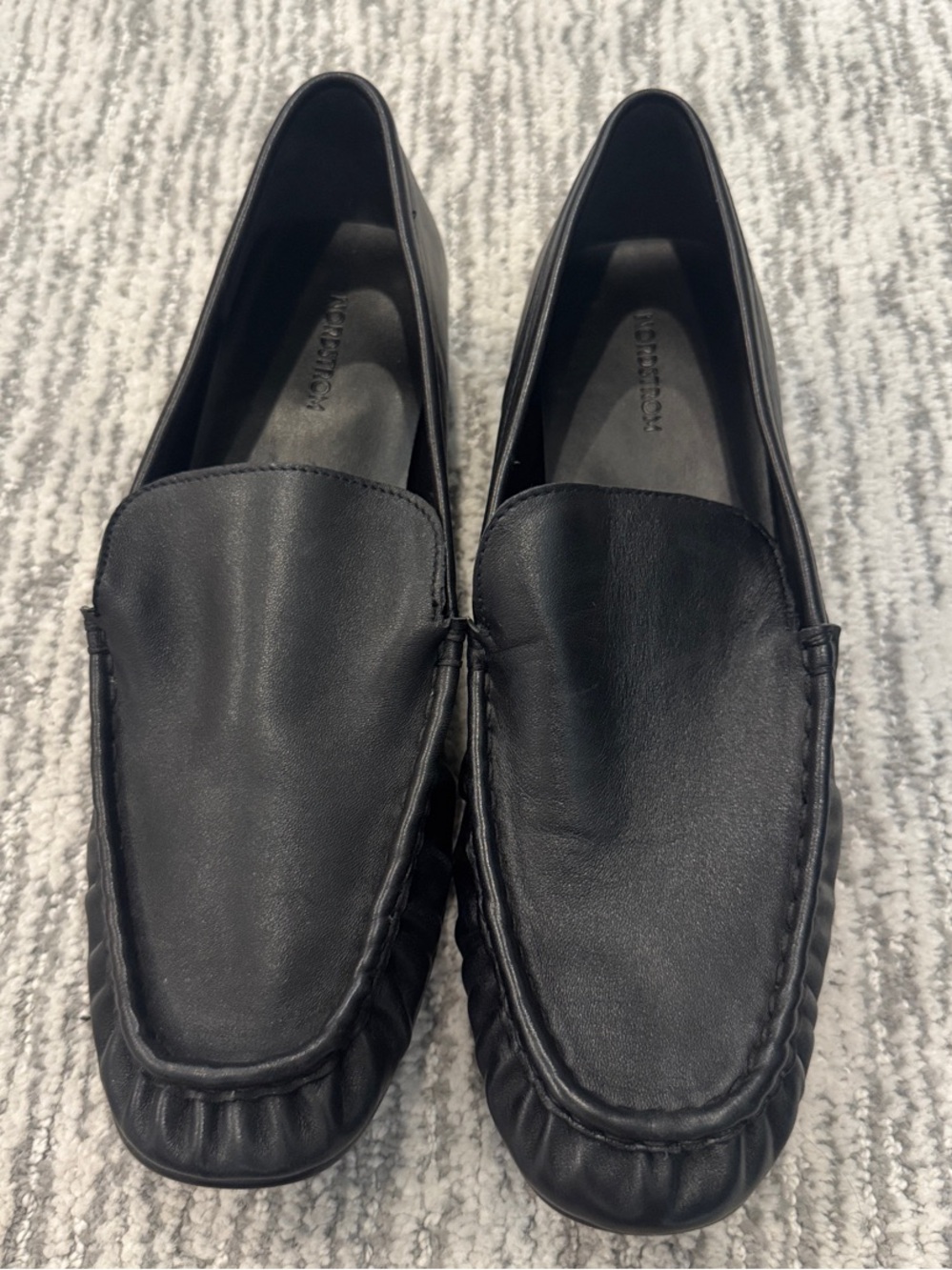 Black Leather Slip-On Moccasin Loafers